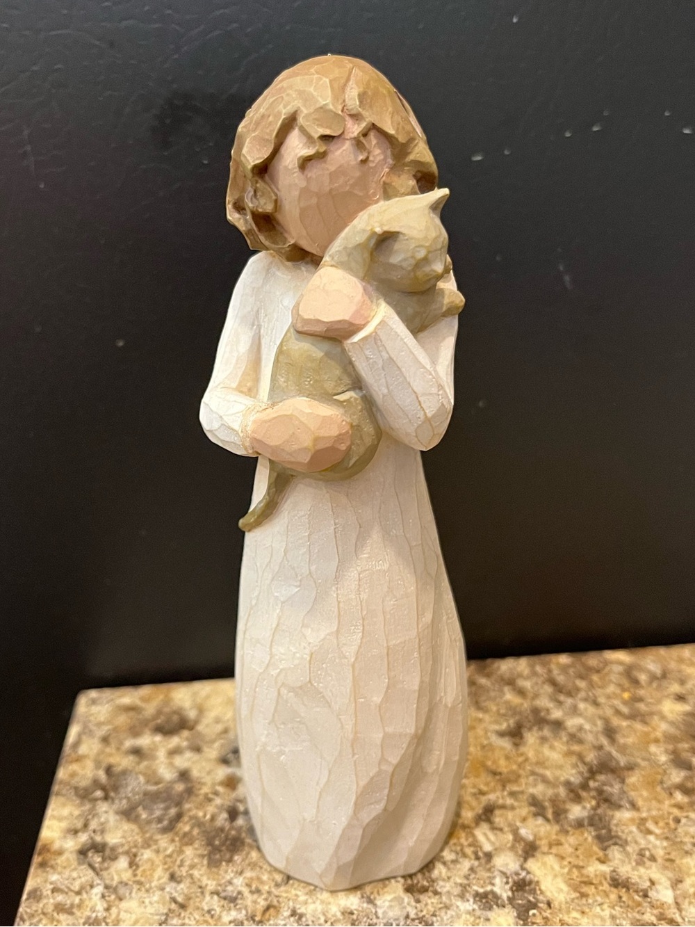 Willow Tree With Affection Girl Figurine Holding Cat - Cream and Tan